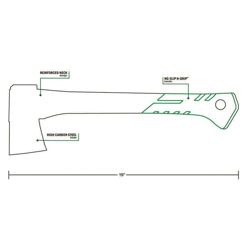 Hooyman Large Hatchet with Heavy Duty Construction, V Grind Blade, Ergonomic No-Slip H-Grip Handle, Reinforced Fiberglass Core, and Sheath for Gardening, Hunting, Wood Chopping, Splitting, and Outdoor - Image 3